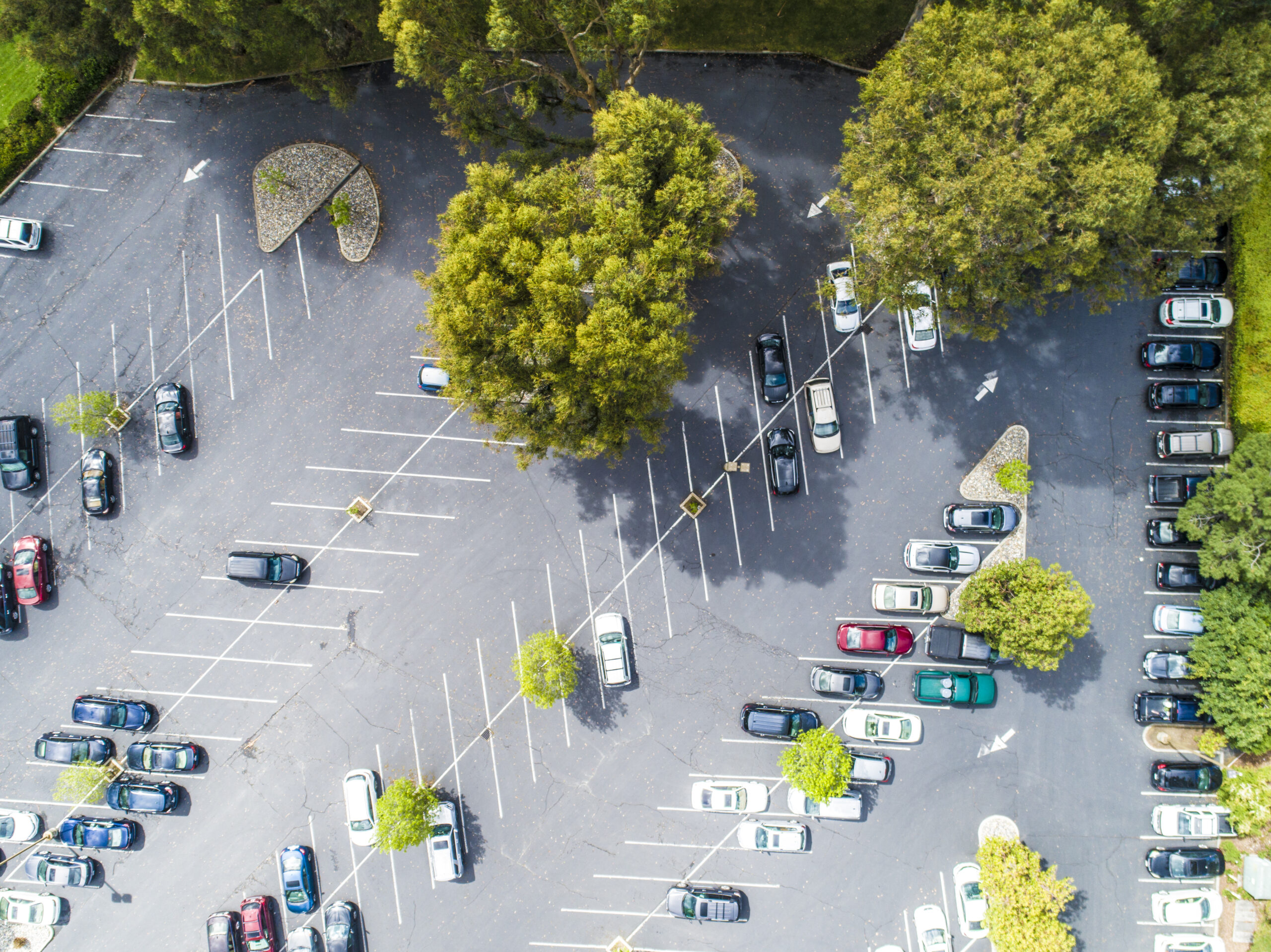 Aerial view of parking area